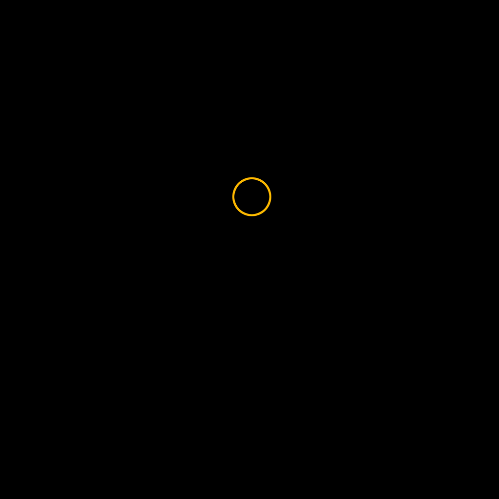 Na savršeno kvadratnoj crnoj ilustraciji, malo iznad sredine desno prikazan je narančasti prsten.  