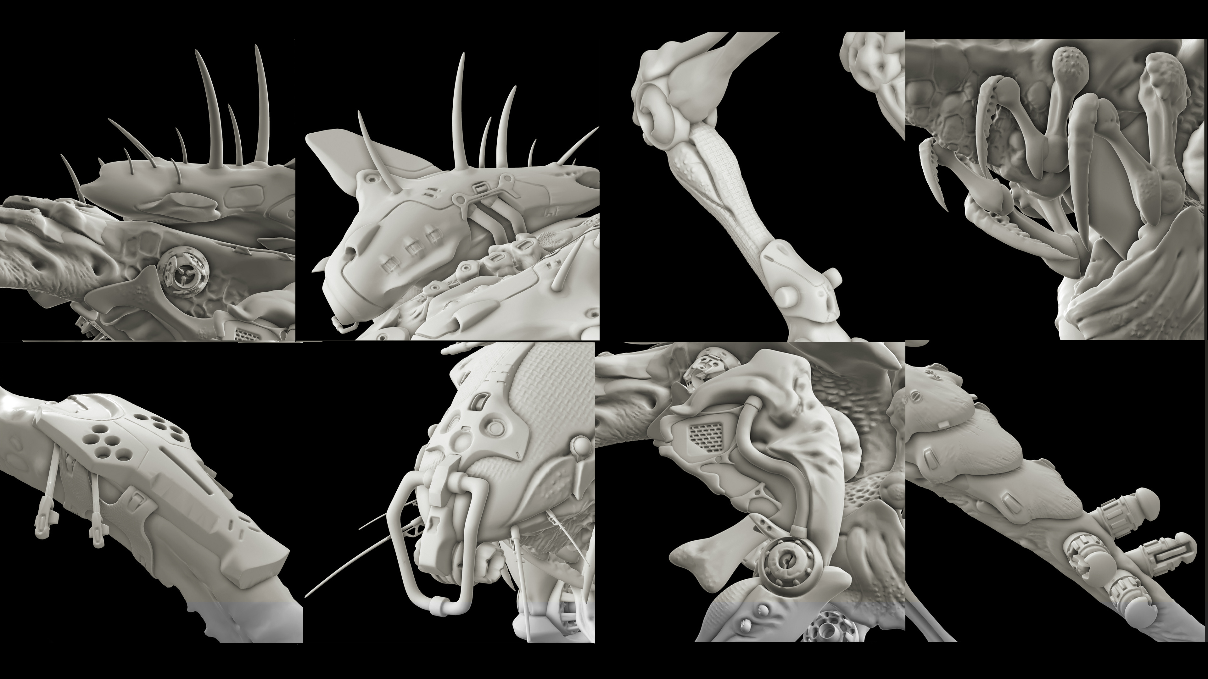 Osam posebnih kadrova, malo više približenih 3D modelu organskog 3D modela sa namjerom boljeg uvida u detalje na njemu.
